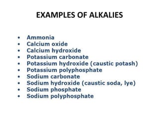 EXAMPLES OF ALKALIES
 