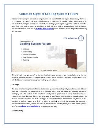 Common indication of a radiator failure