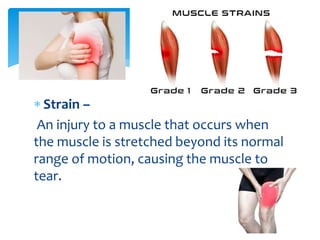 Example Of Strain Injuries COMMON INJURIES AND FIRST AID.pptx