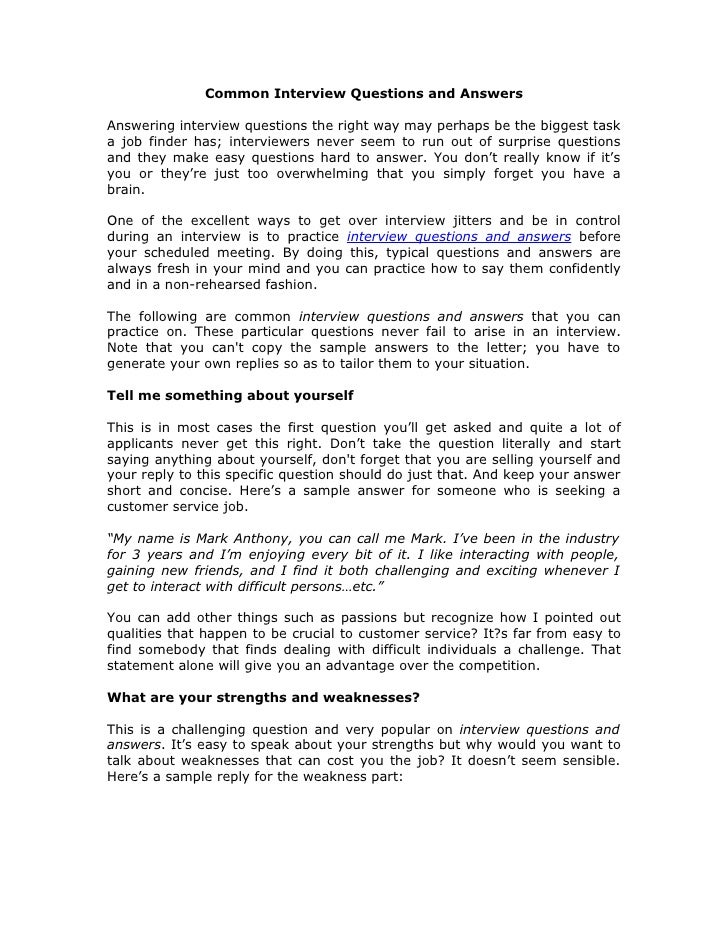 common interview questions and
