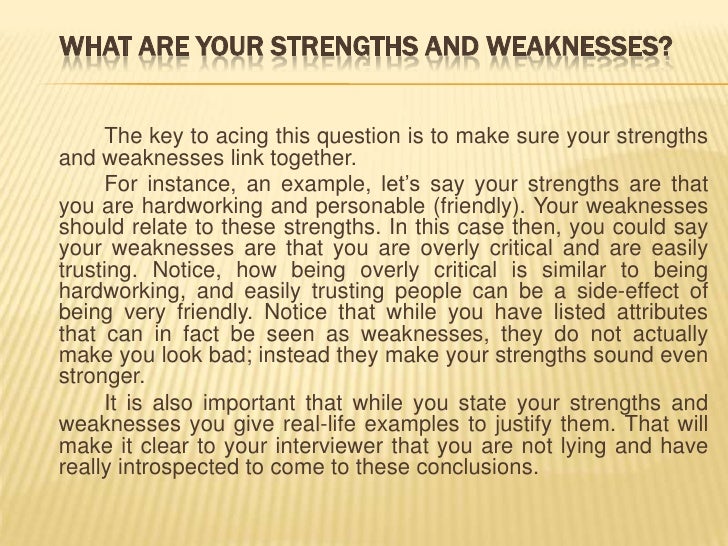 what are good examples of weaknesses in an interview