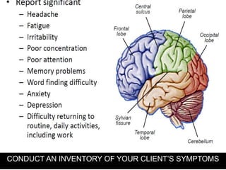 CONDUCT AN INVENTORY OF YOUR CLIENT’S SYMPTOMS
 