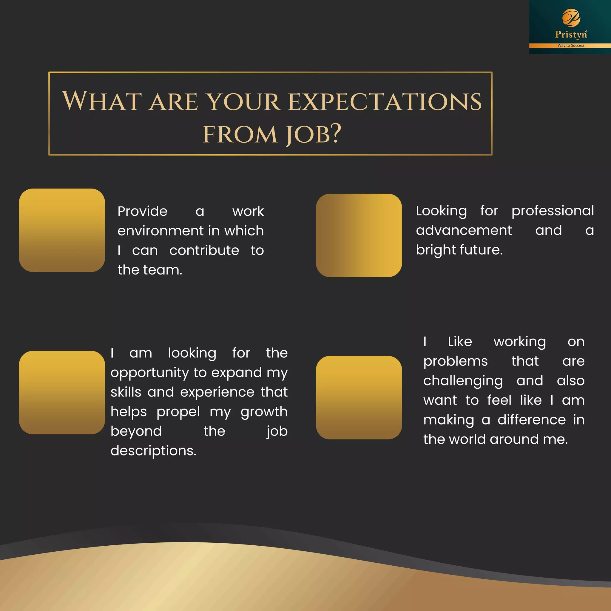 What are your expectations
from job?
 