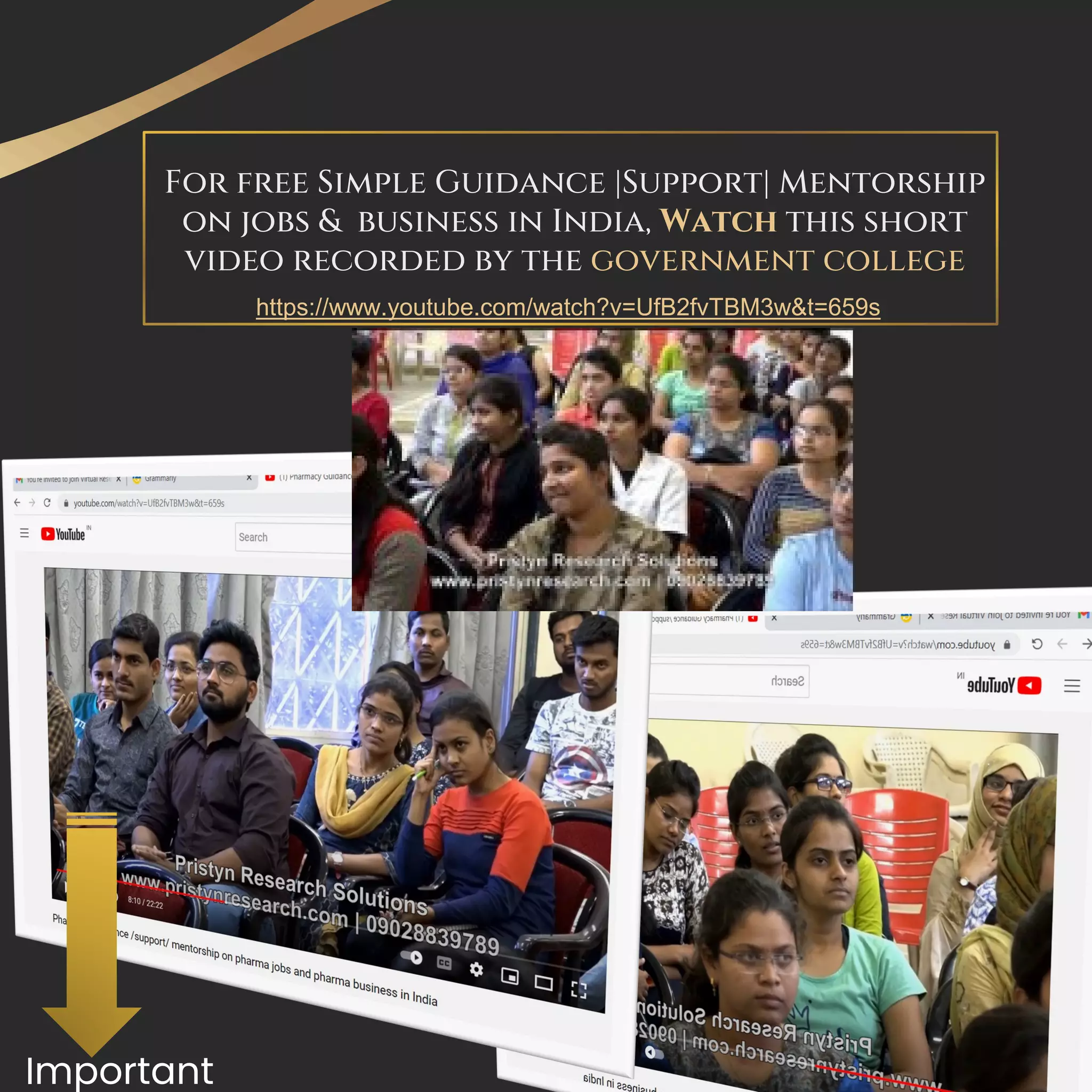Important
For free Simple Guidance |Support| Mentorship
on jobs & business in India, Watch this short
video recorded by the government college
https://www.youtube.com/watch?v=UfB2fvTBM3w&t=659s
 