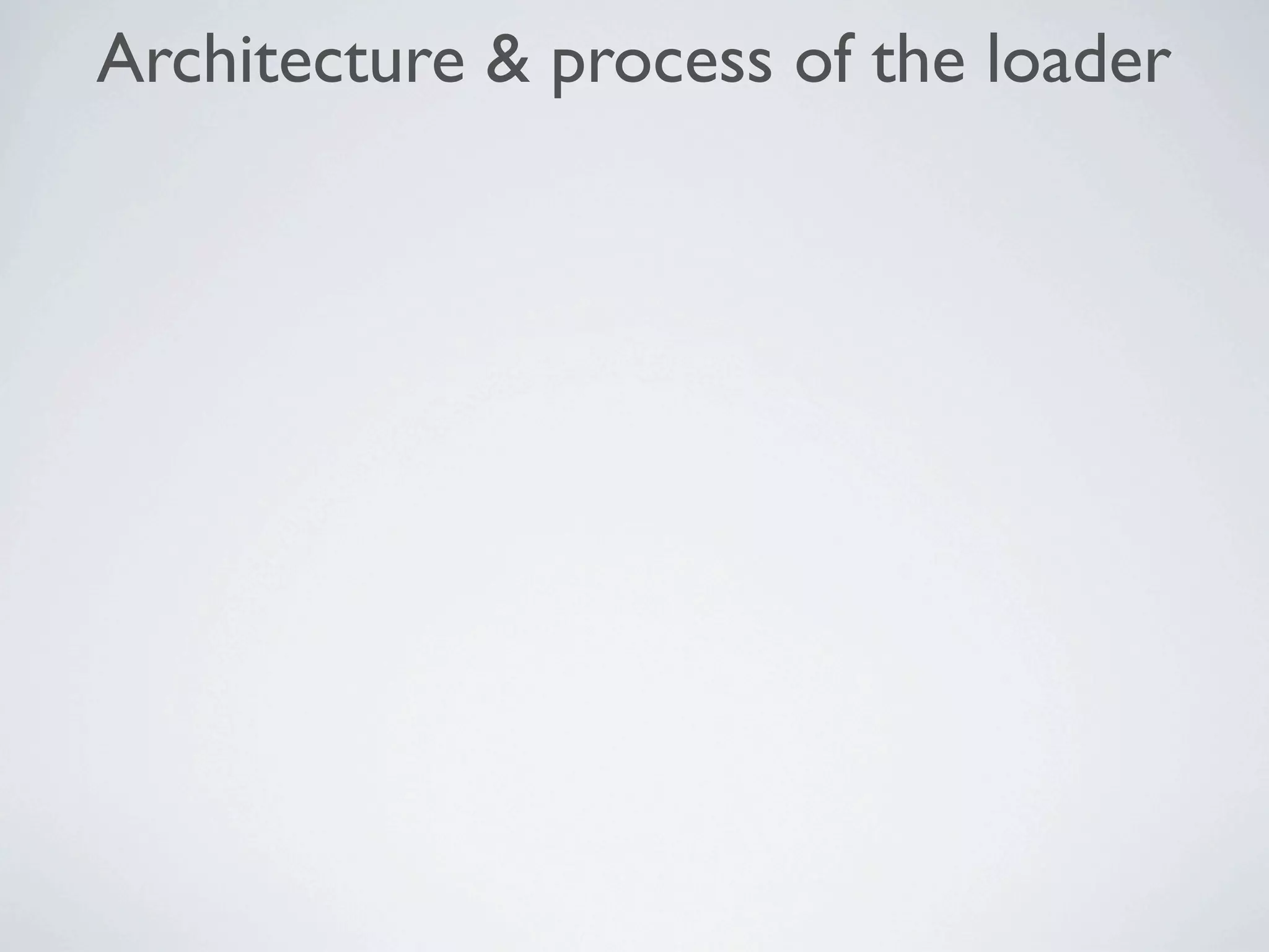 Architecture & process of the loader
 