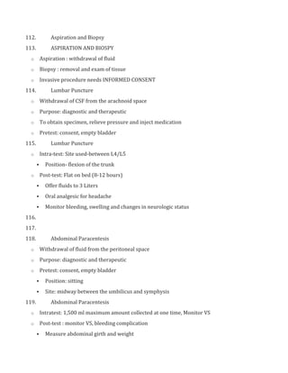 Common laboratory & diagnostic procedures