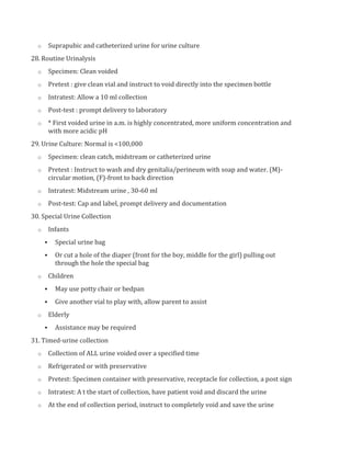 Common laboratory & diagnostic procedures