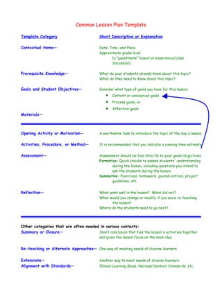 Common lesson plan | PDF