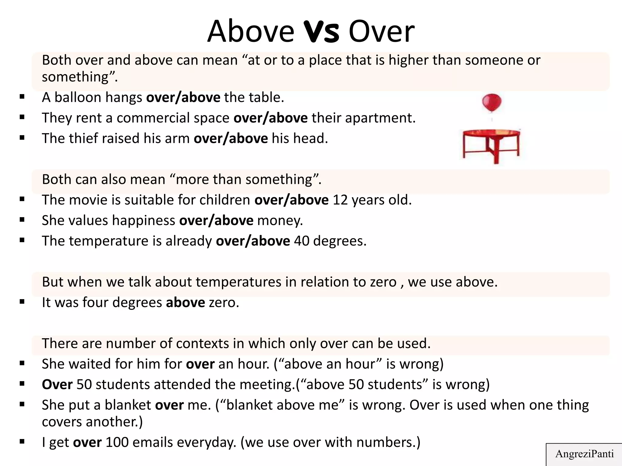 Over Preposition Use Prepositions | Commonly confused prepositions | PPTX