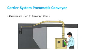 Carrier-System Pneumatic Conveyor
• Carriers are used to transport items
 