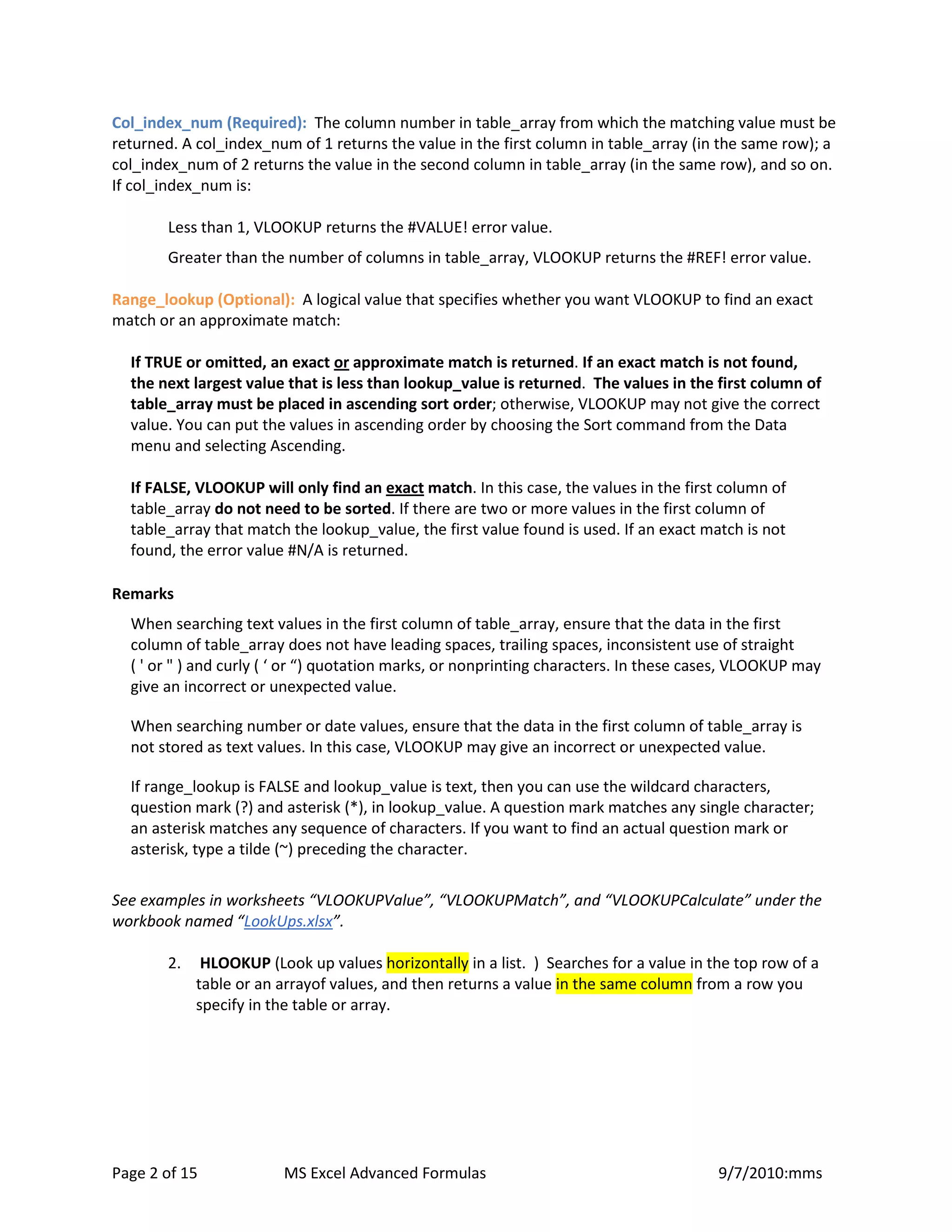 Commonly used excel formulas pdf