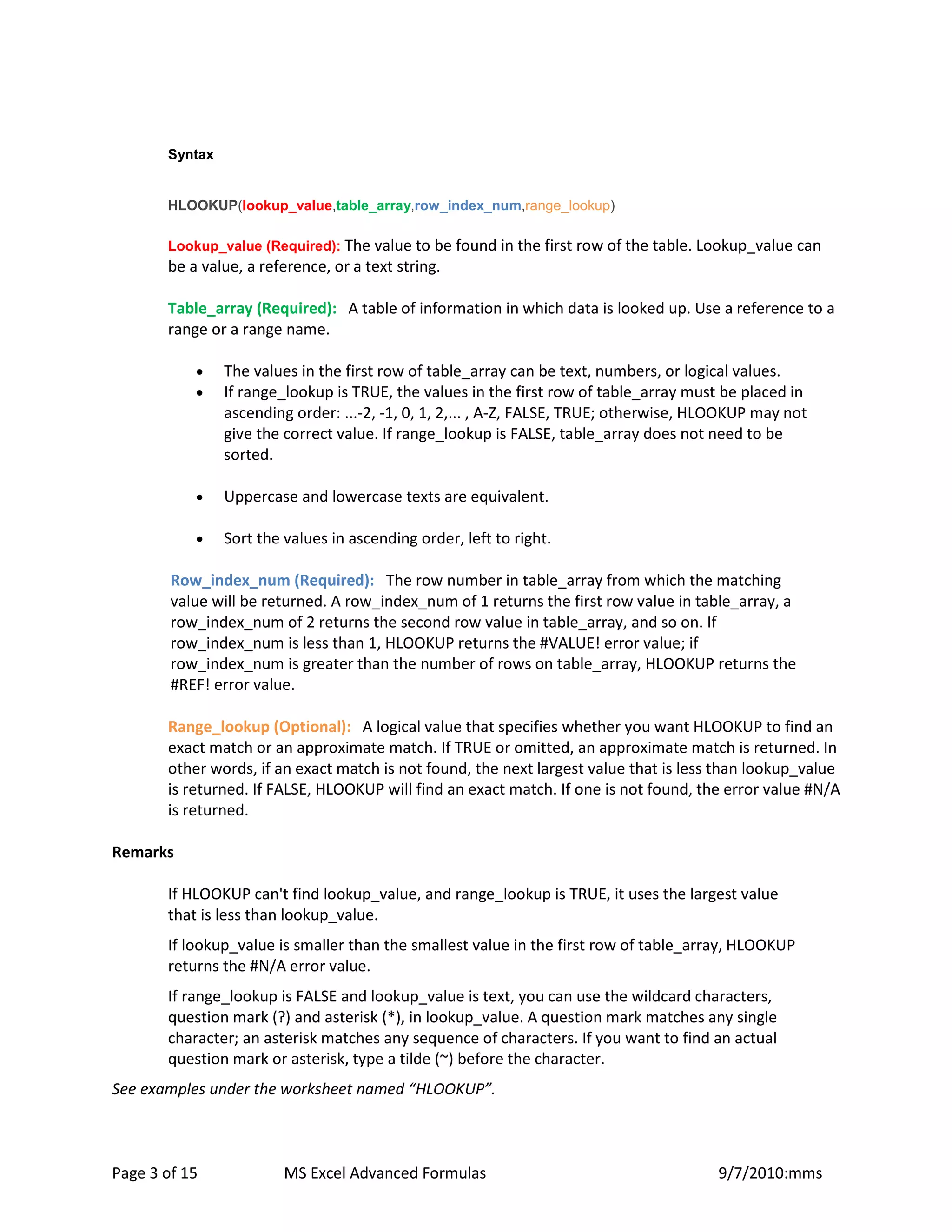 Commonly used excel formulas pdf
