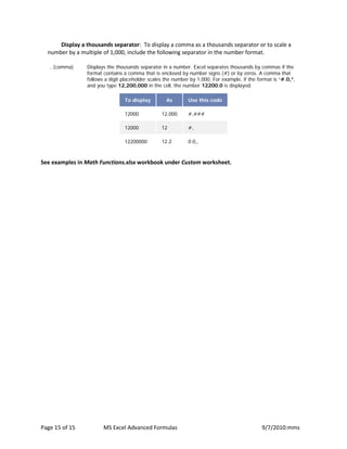 Commonly used excel formulas | PDF