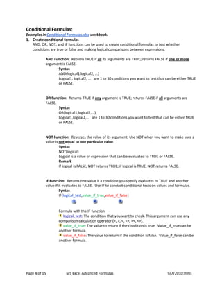 Commonly used excel formulas | PDF
