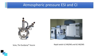 Atmospheric pressure ESI and CI
Sciex, The DuoSpray™ Source Rapid switch LC-MS/MS and GC-MS/MS
 