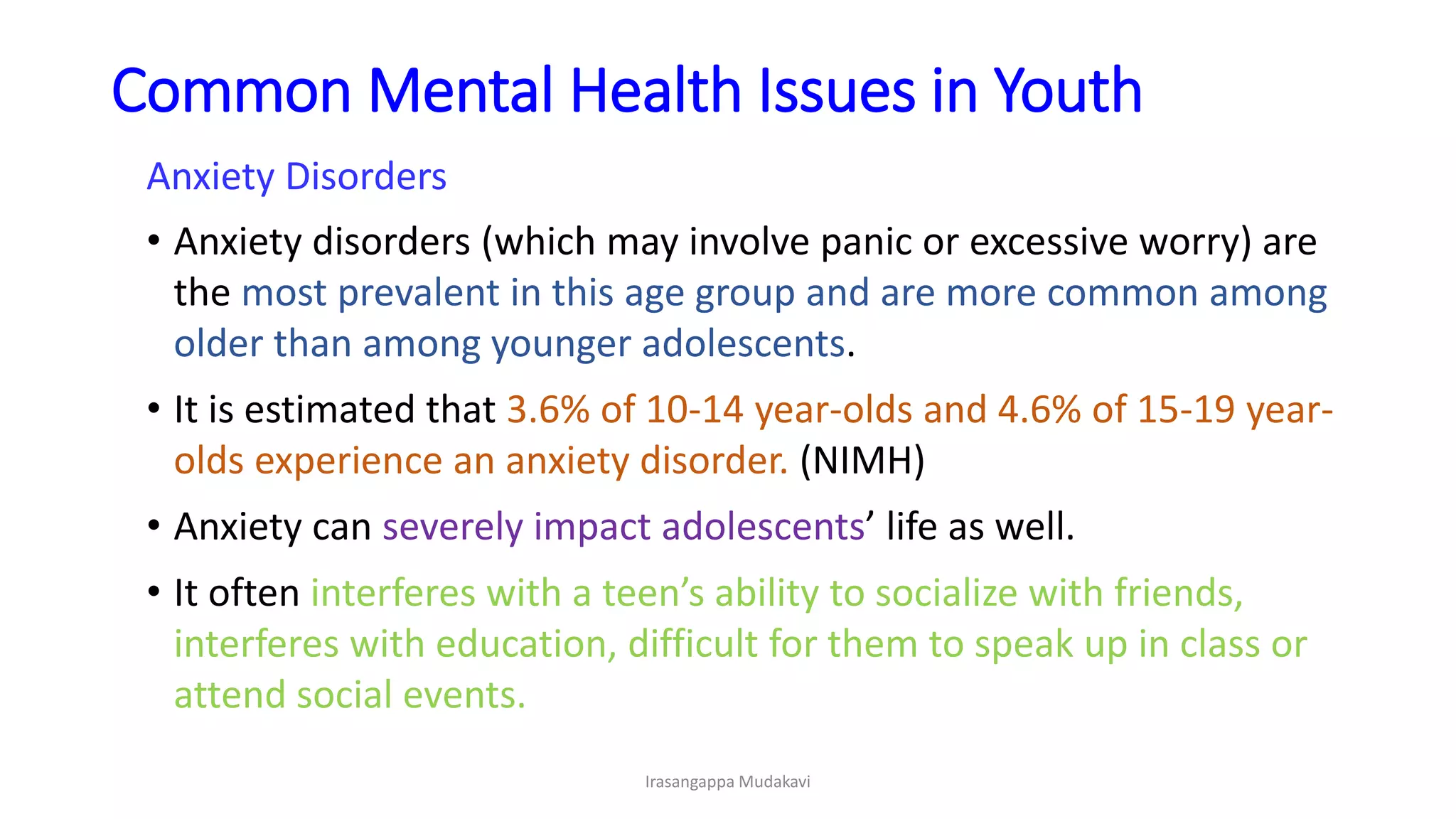 Adolescent Mental Health: Common Mental Health Issues in Youth | PPTX