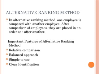 Define Alternative Ranking Method Common Methods of Performance Appraisal.pptx