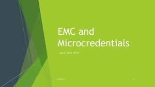 EMC and
Microcredentials
April 30th 2019
CC-BY 4.0 1
 