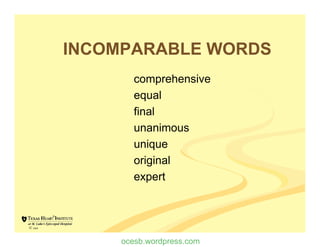Incomparable Word Common mistakes in english | PDF