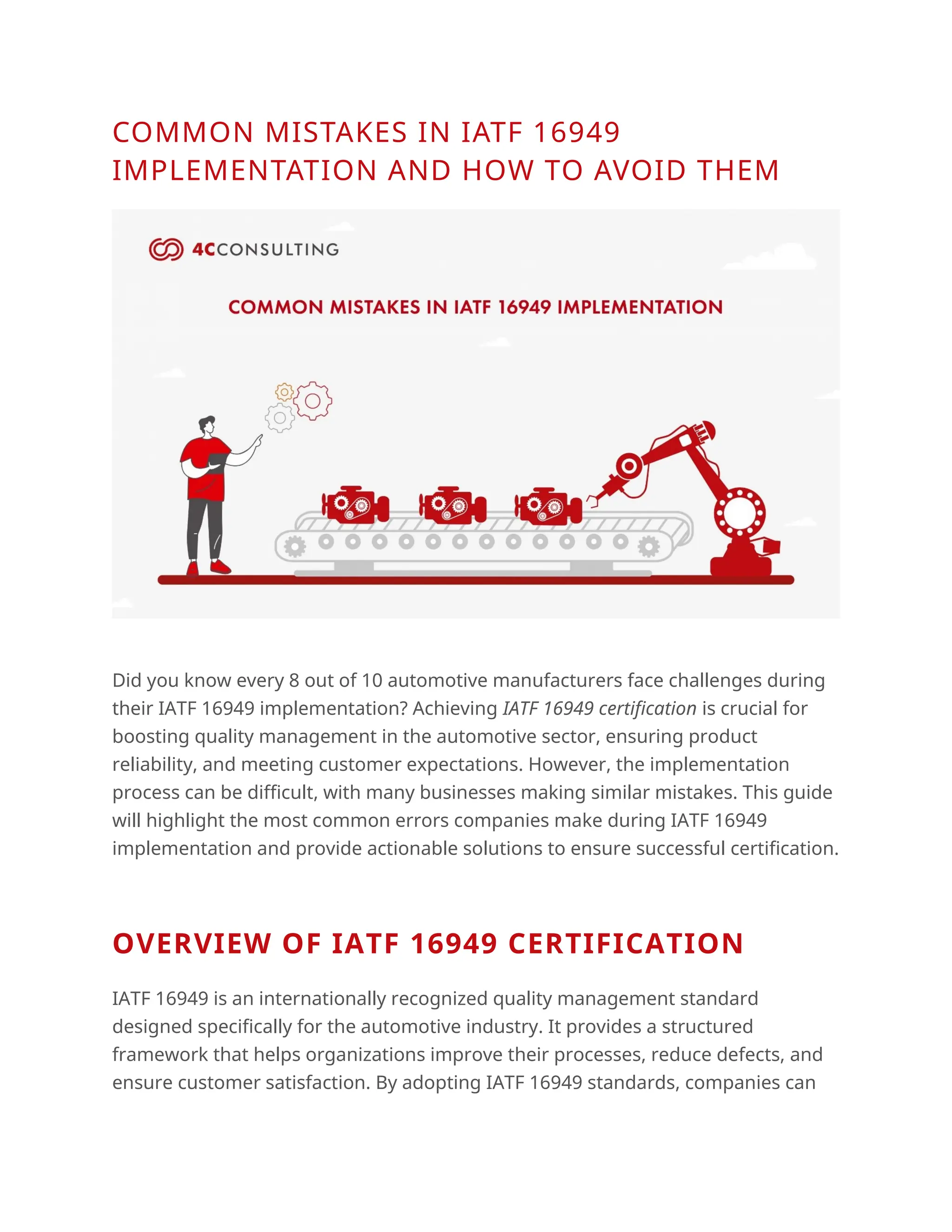 COMMON MISTAKES IN IATF 16949 IMPLEMENTATION AND HOW TO AVOID THEM | DOCX