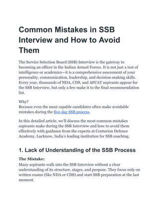 Why Ssb Is Creating In Common Mistakes in SSB Interview and How to Avoid Them.pdf