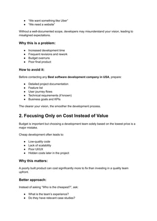 Common Mistakes to Avoid When Hiring a Software Development Team in the ...
