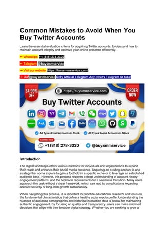 Common Mistakes to Avoid When You Buy Twitter Accounts | DOCX