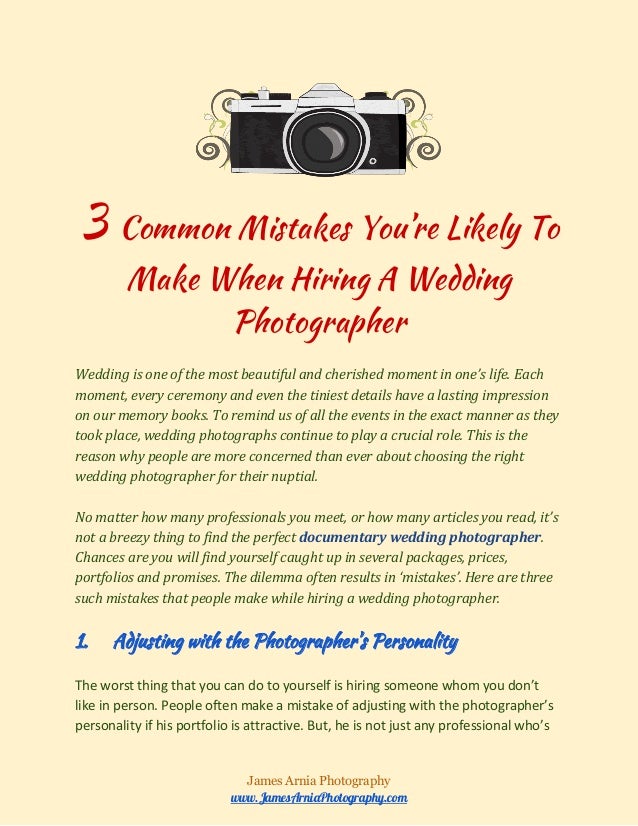 Common mistakes you’re likely to make when hiring a wedding photographer