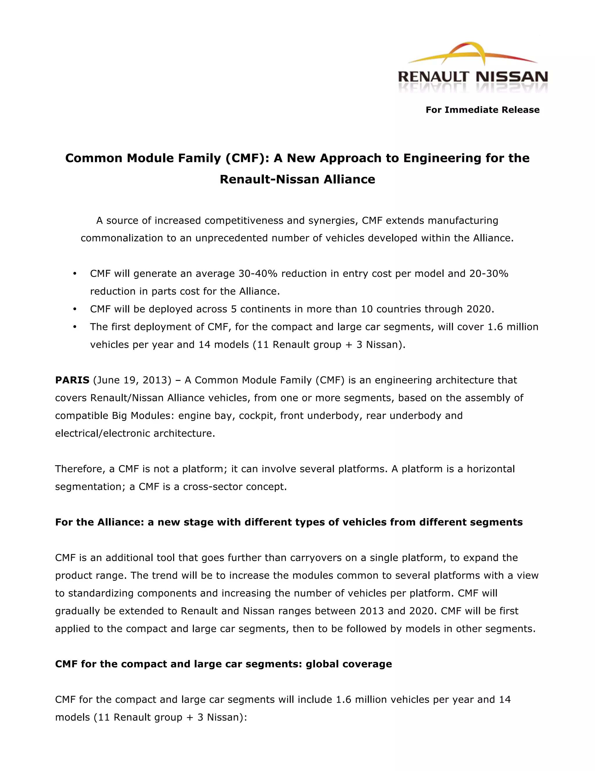 Renault Nissan CMF platform for small cars | PDF