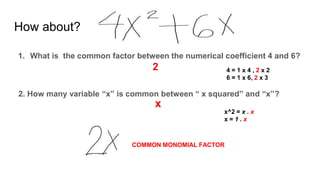 Cmf Math Common monomial factoring | PPTX