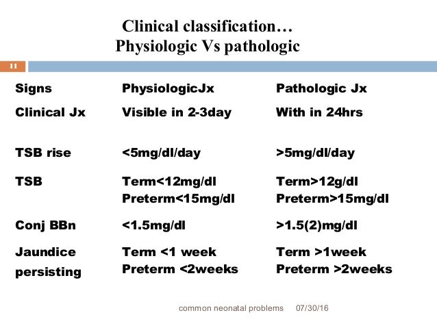 physiologic jaundice vs pathological jaundice