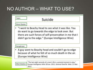 NO AUTHOR – WHAT TO USE?
 