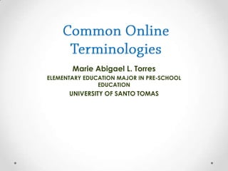 Marie Abigael L. Torres
ELEMENTARY EDUCATION MAJOR IN PRE-SCHOOL
EDUCATION

UNIVERSITY OF SANTO TOMAS

 