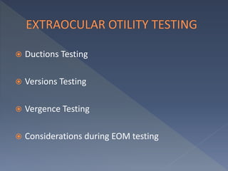 Common Orthoptic Procedures while doing an orthoptic assessment. | PDF