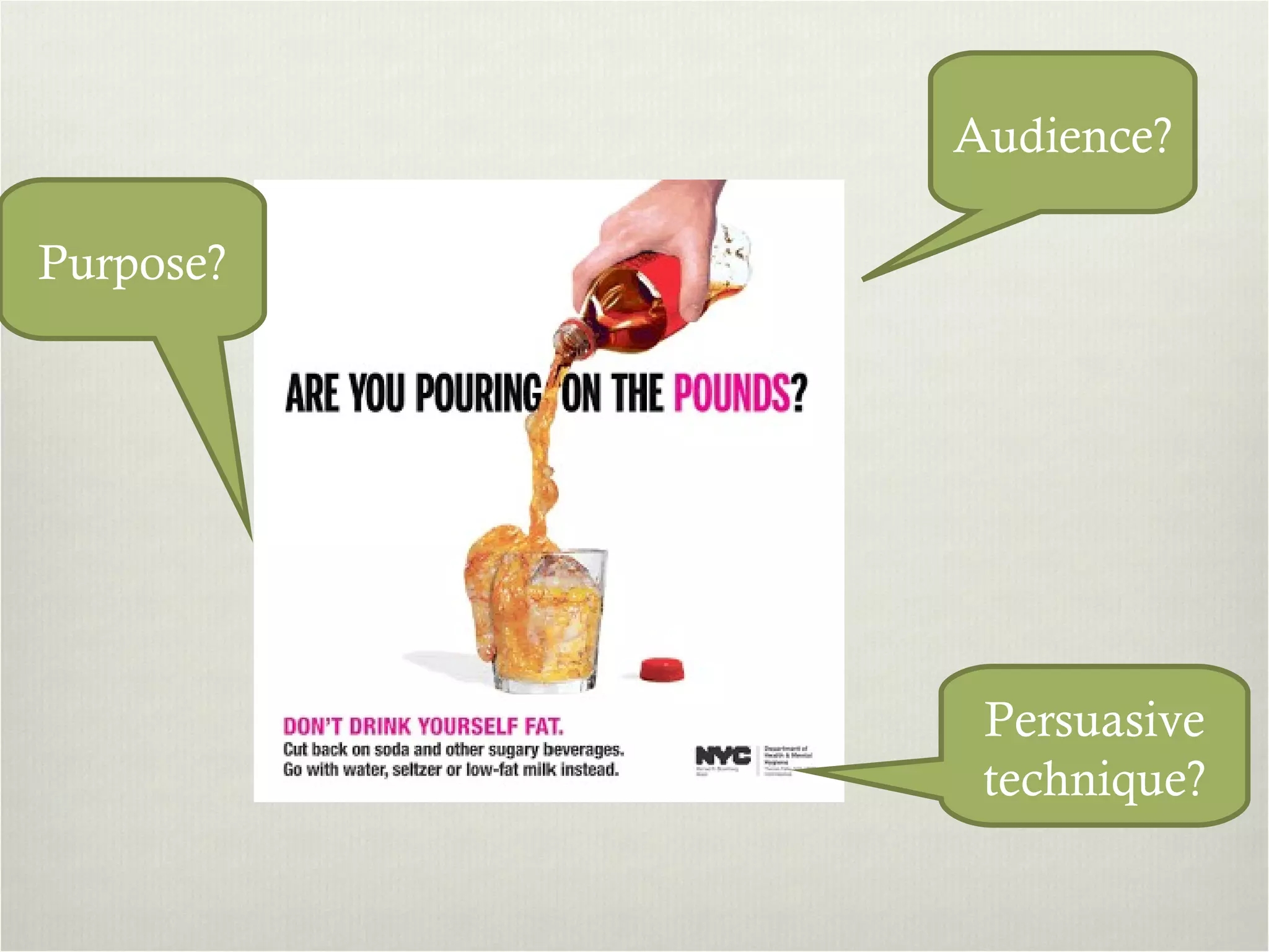 Audience? Purpose? Persuasive technique? 