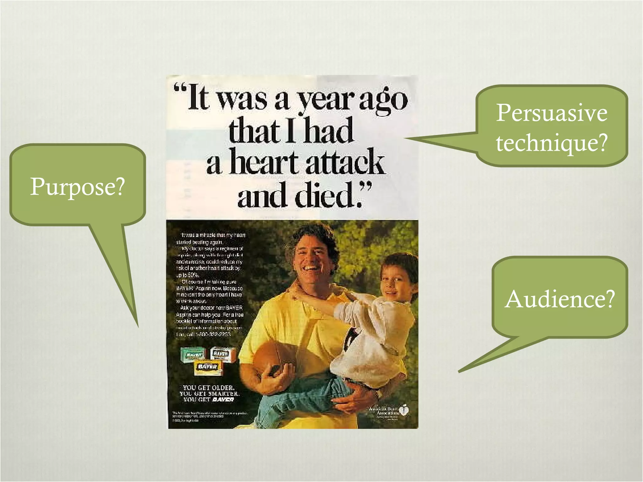 Audience? Purpose? Persuasive technique? 