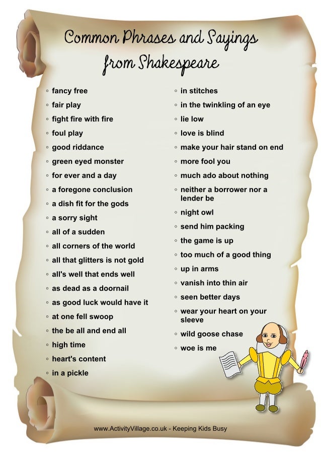 Common Phrases And sayings shakespeare 0