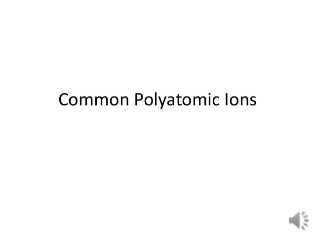 Common Polyatomic Ions Chart