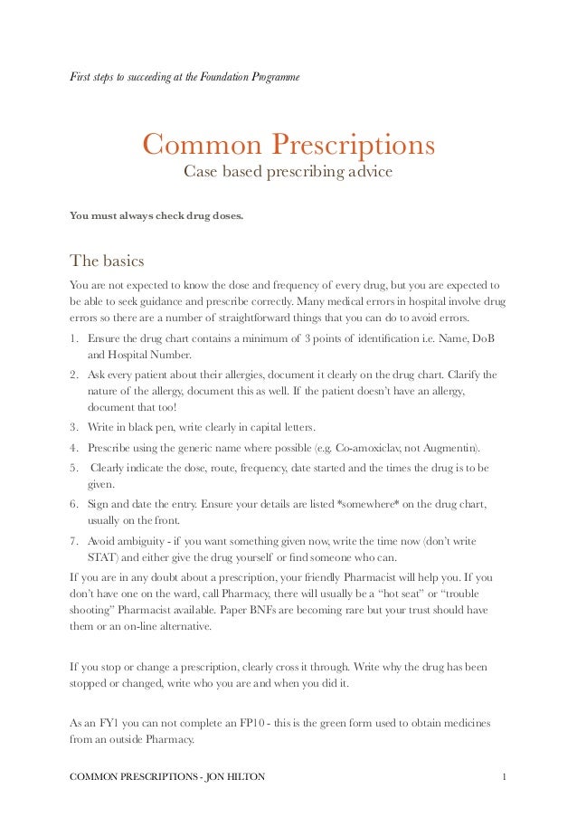 Common prescriptions