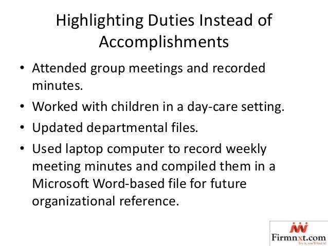 Resume attended meetings