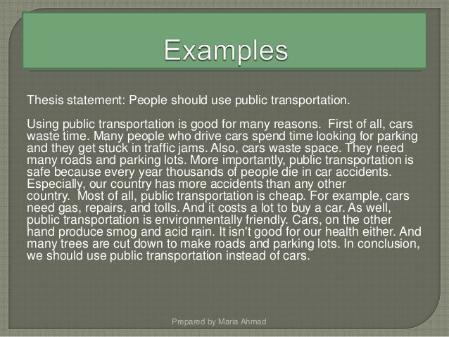 Transportation thesis statement