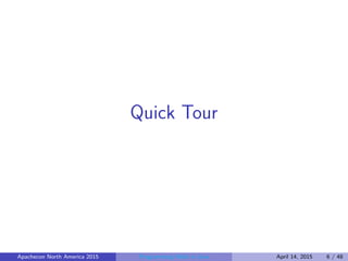 Quick Tour
Apachecon North America 2015 Programming Math in Java April 14, 2015 6 / 48
 