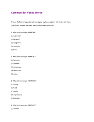 Common Sat Vocab Words Pdf Common Sat Vocab Words Pdf