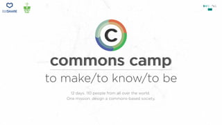 12 days. 110 people from all over the world.
One mission: design a commons-based society.
to make/to know/to be
lab
 
