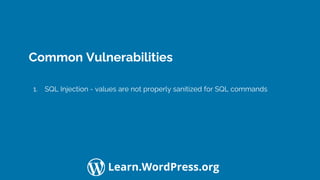 Extending WordPress: common security vulnerabilities