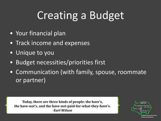 Creating a BudgetYour financial plan