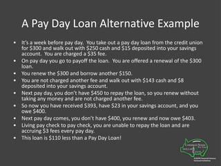 Debt Traps: Pay Day Loans, Title Loans, and Six month no interest credit card scamsIt is an unfortunate human failing that a full pocketbook often groans more loudly than an empty stomach. -Franklin Delano Roosevelt