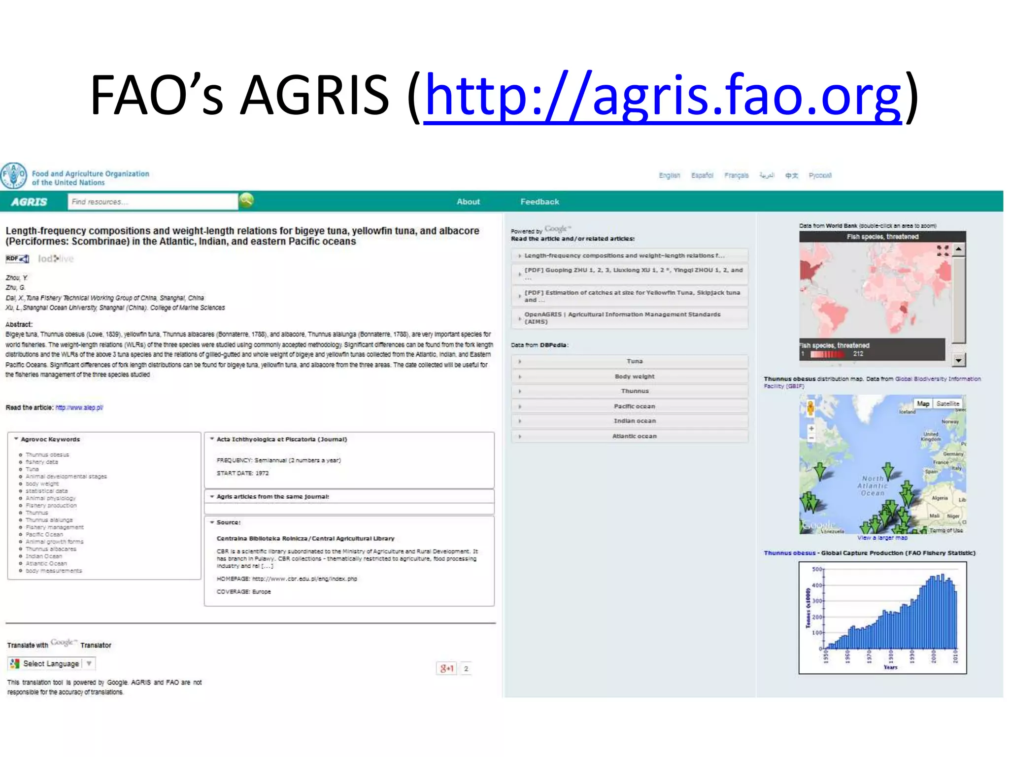 FAO’s AGRIS (http://agris.fao.org)