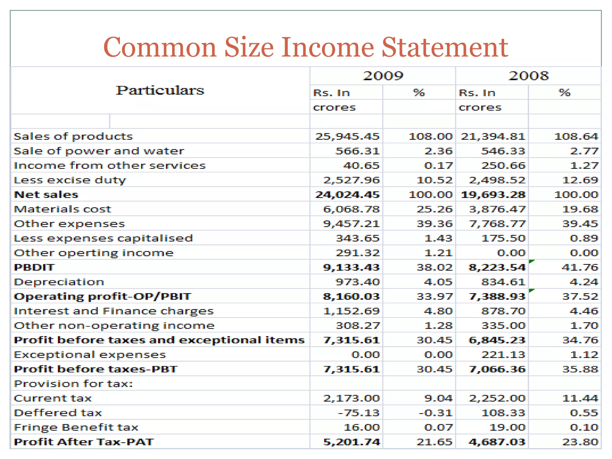 Common Size Income Statement