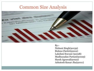 Common Size Analysis By:- Nishant Singh(91039) BishnuChettri(91012) LakshmiSravani (91028)  MadhusudanPartani(91029) Harsh Agrawal(91022)      AshutoshKunarJha(91011) 